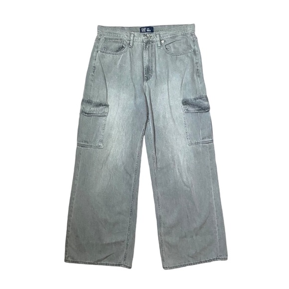 Gap High Rise Wide Leg Cargo Jeans - Picture 2 of 7